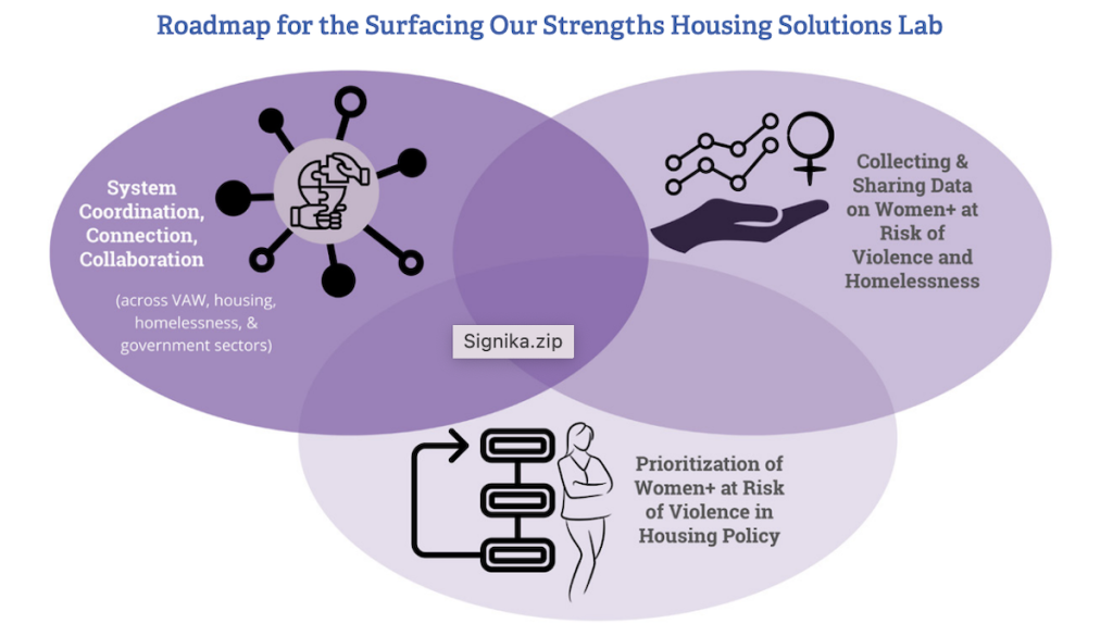 Diagram illustrating the roadmap for the 'surfacing our strengths' housing solutions lab